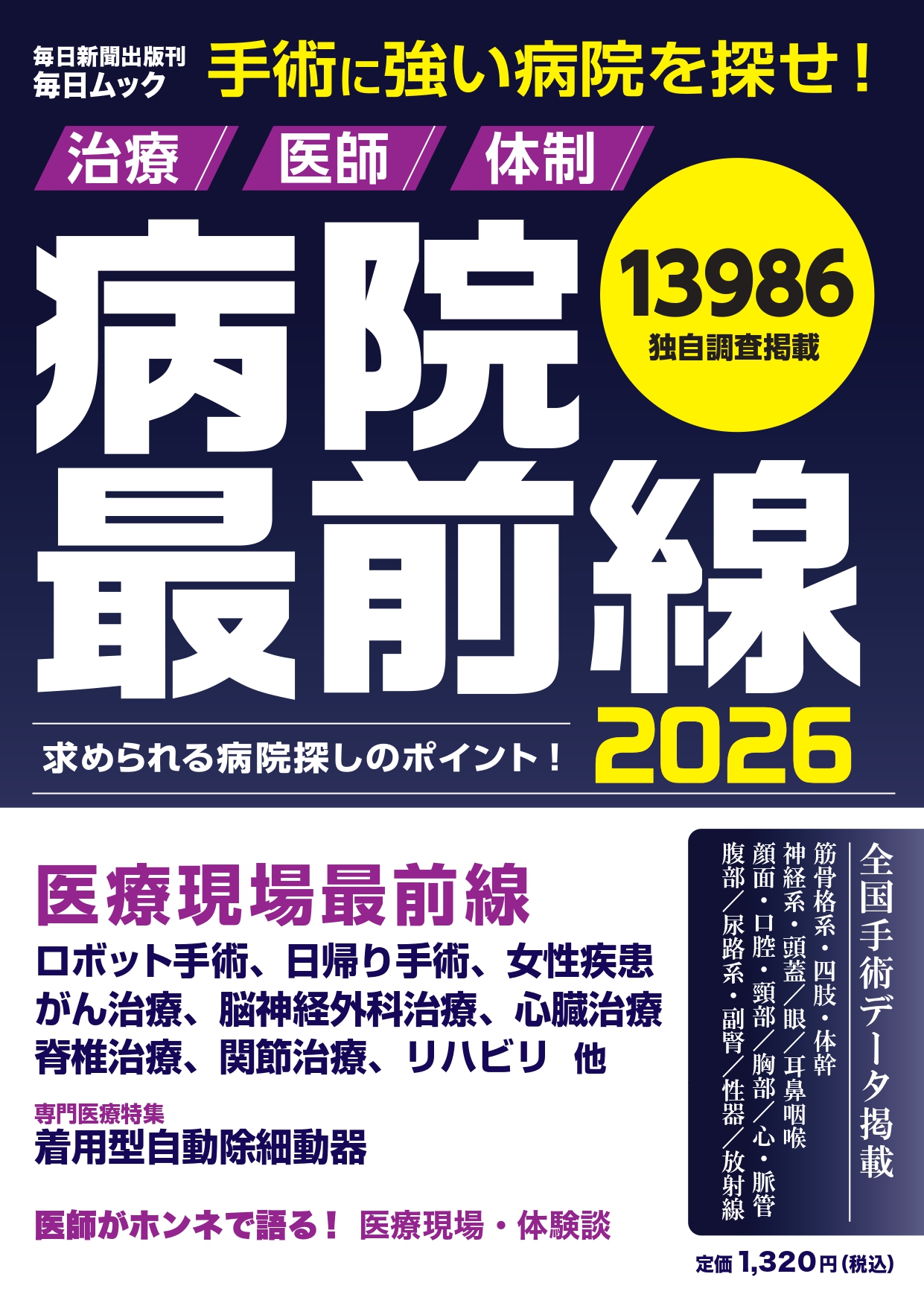 書影：病院最前線2026（毎日ムック）