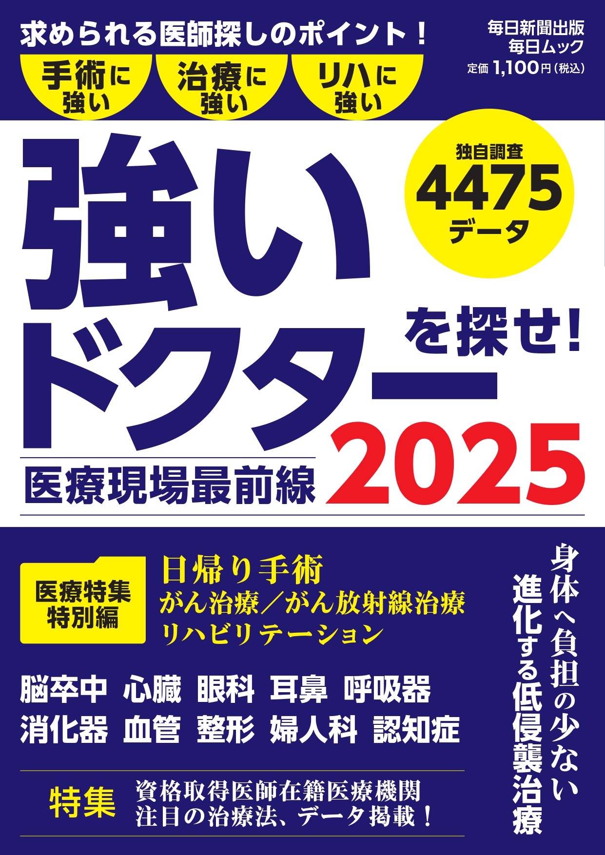 書影：医療現場最前線 強いドクターを探せ! 2025(毎日ムック)